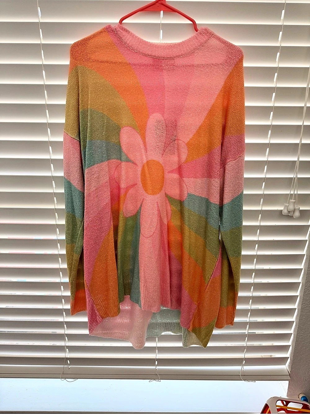 MUMU Barbie Floral Sweater Pink & Orange Size Medium